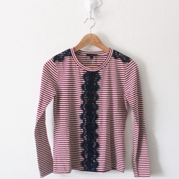J. Crew Tops - RELISTED 🎉 HP 🎉 J. Crew Striped Lace Long Sleeve L572
